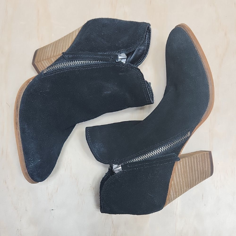 Dolce Vita Black Suede Ankle Booties Women 8 Shoes 3.25” Block Heel Western